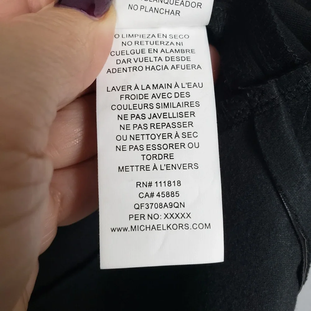 Michael Kors Size M Faux Leather Trim A-Line Mini Skirt Black Cocktail‎ Edgy NWT